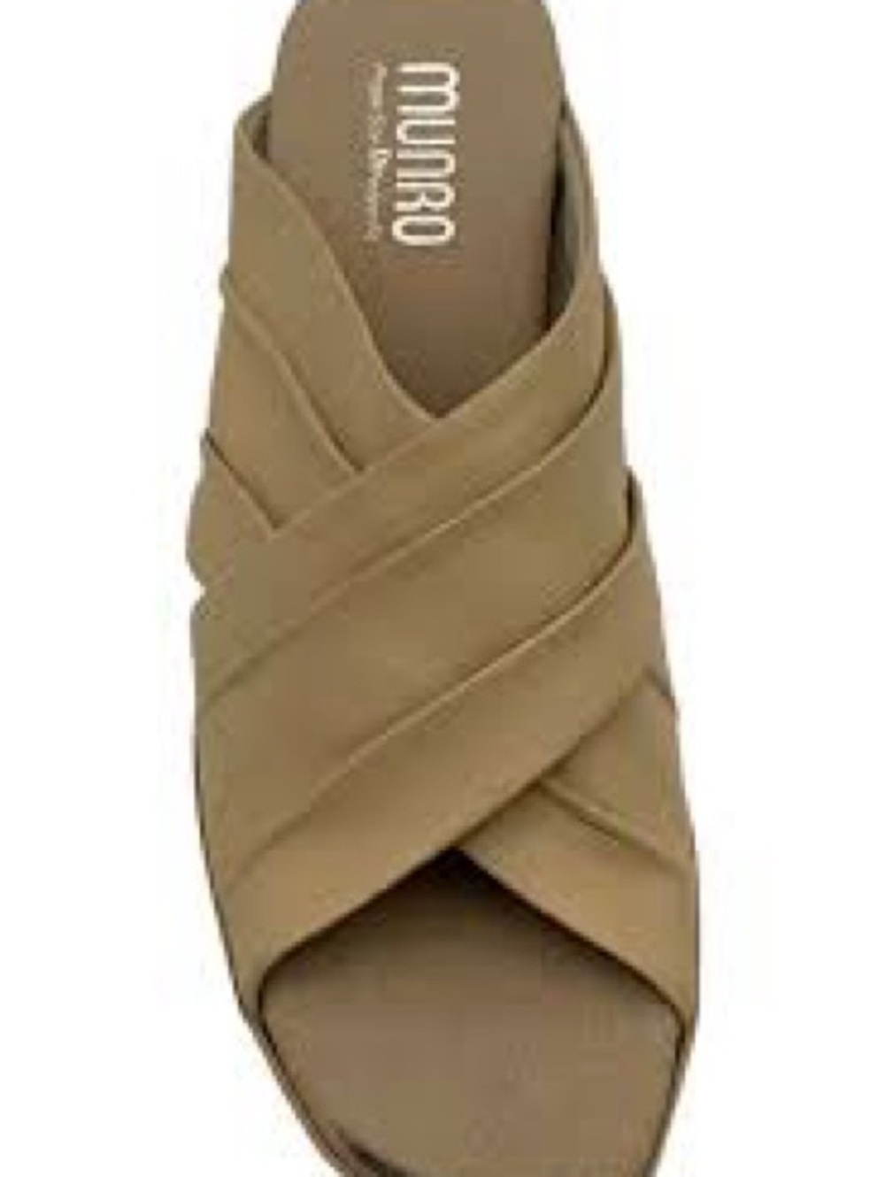 Munro Leather Criss Cross Slide Sandals Camel Tan Block Heel Women’s 7W USA - Picture 2 of 9